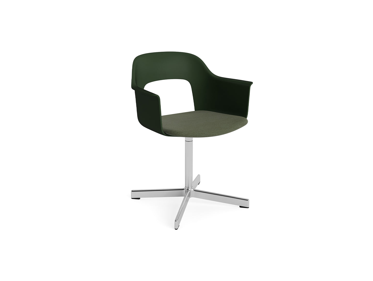 Layout Armchair 233 - Swivel Base by HAY - Polished Aluminium Base / Bottle Green / Mode 072