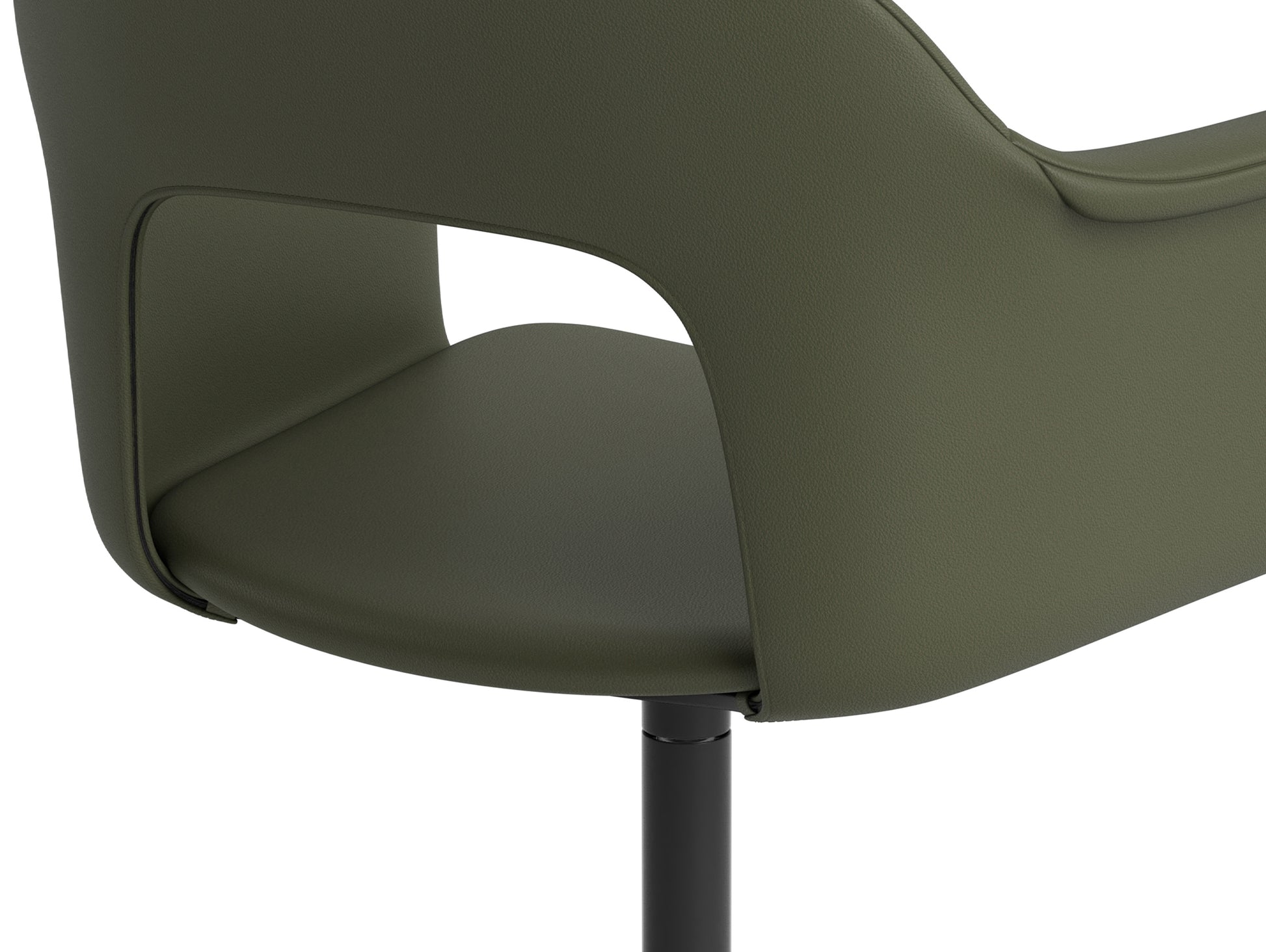 Layout Armchair 234 - Swivel Base by HAY - Black Aluminium Base / Caper Green Grano Leather