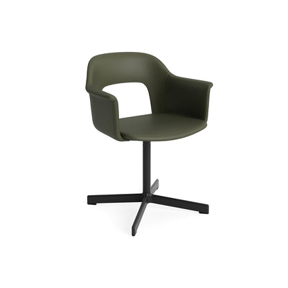 Layout Armchair 234 - Swivel Base by HAY - Black Aluminium Base / Caper Green Grano Leather