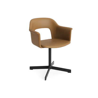Layout Armchair 234 - Swivel Base by HAY - Black Aluminium Base / Cognac Grano Leather