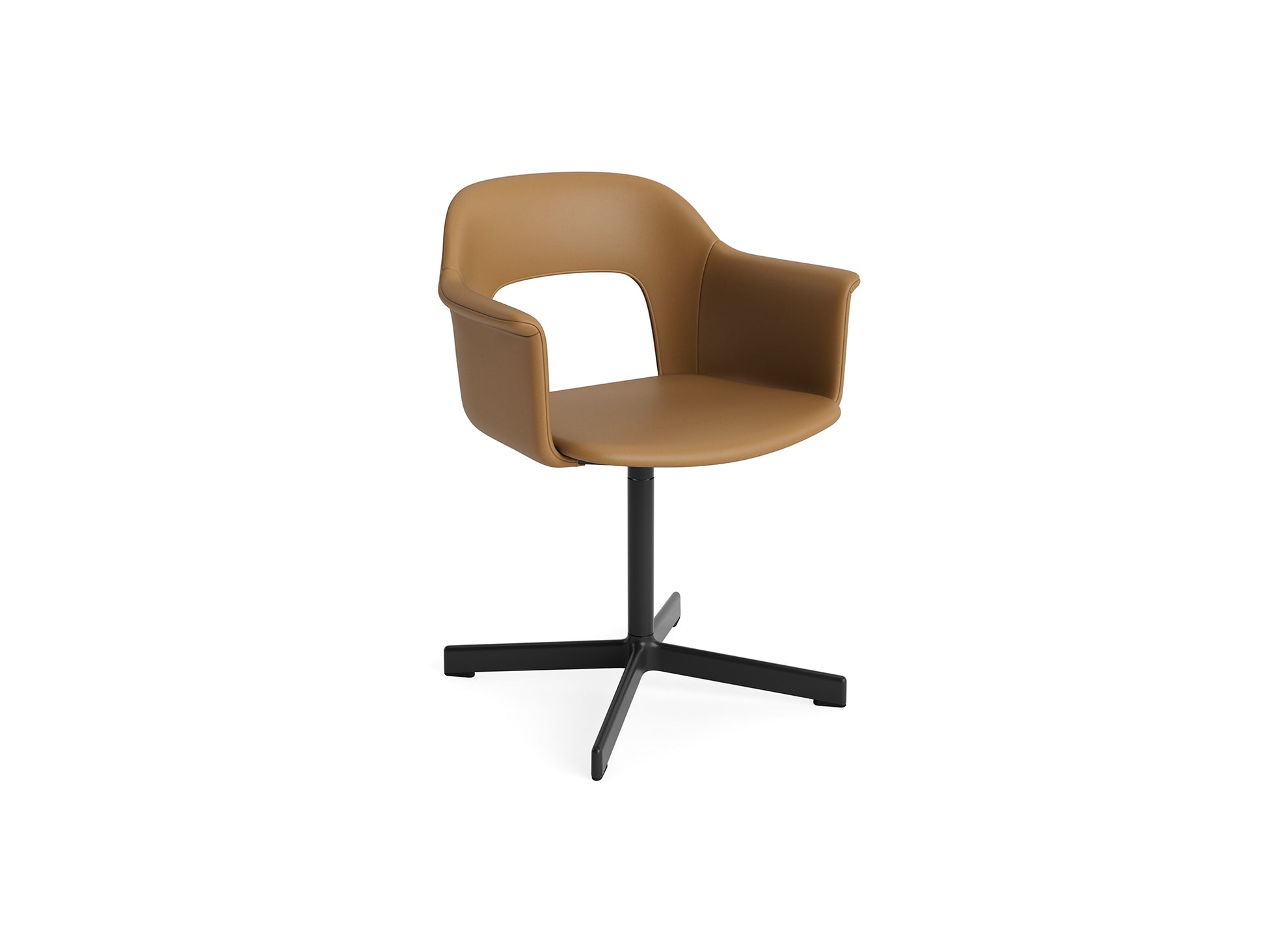 Layout Armchair 234 - Swivel Base by HAY - Black Aluminium Base / Cognac Grano Leather