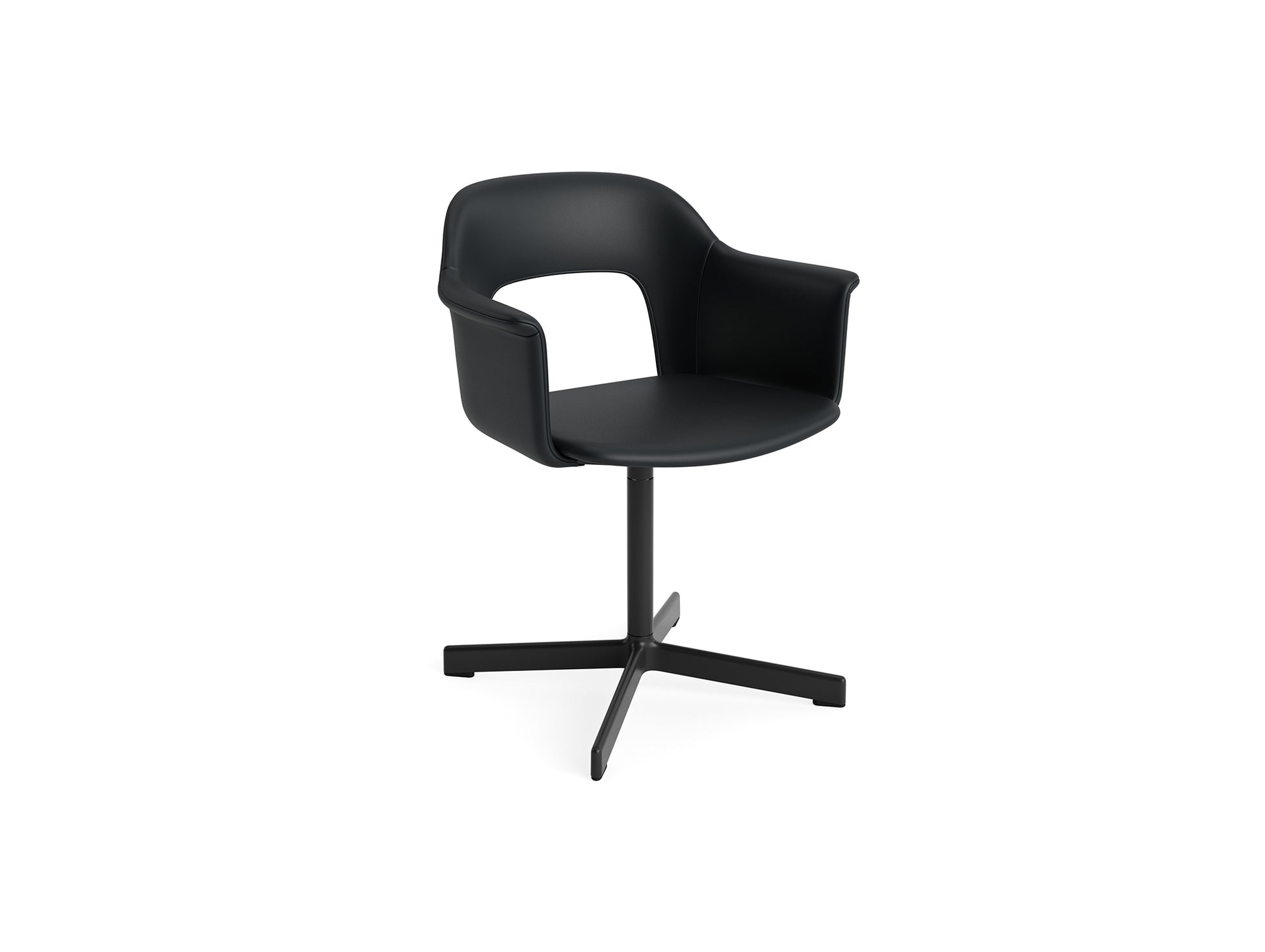Layout Armchair 234 - Swivel Base by HAY - Black Aluminium Base / Black Grano Leather