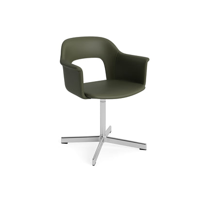 Layout Armchair 234 - Swivel Base by HAY - Polished Aluminium Base / Caper Green Grano Leather