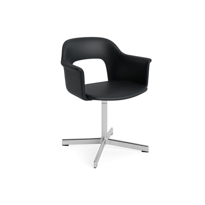 Layout Armchair 234 - Swivel Base by HAY - Polished Aluminium Base / Black Grano Leather