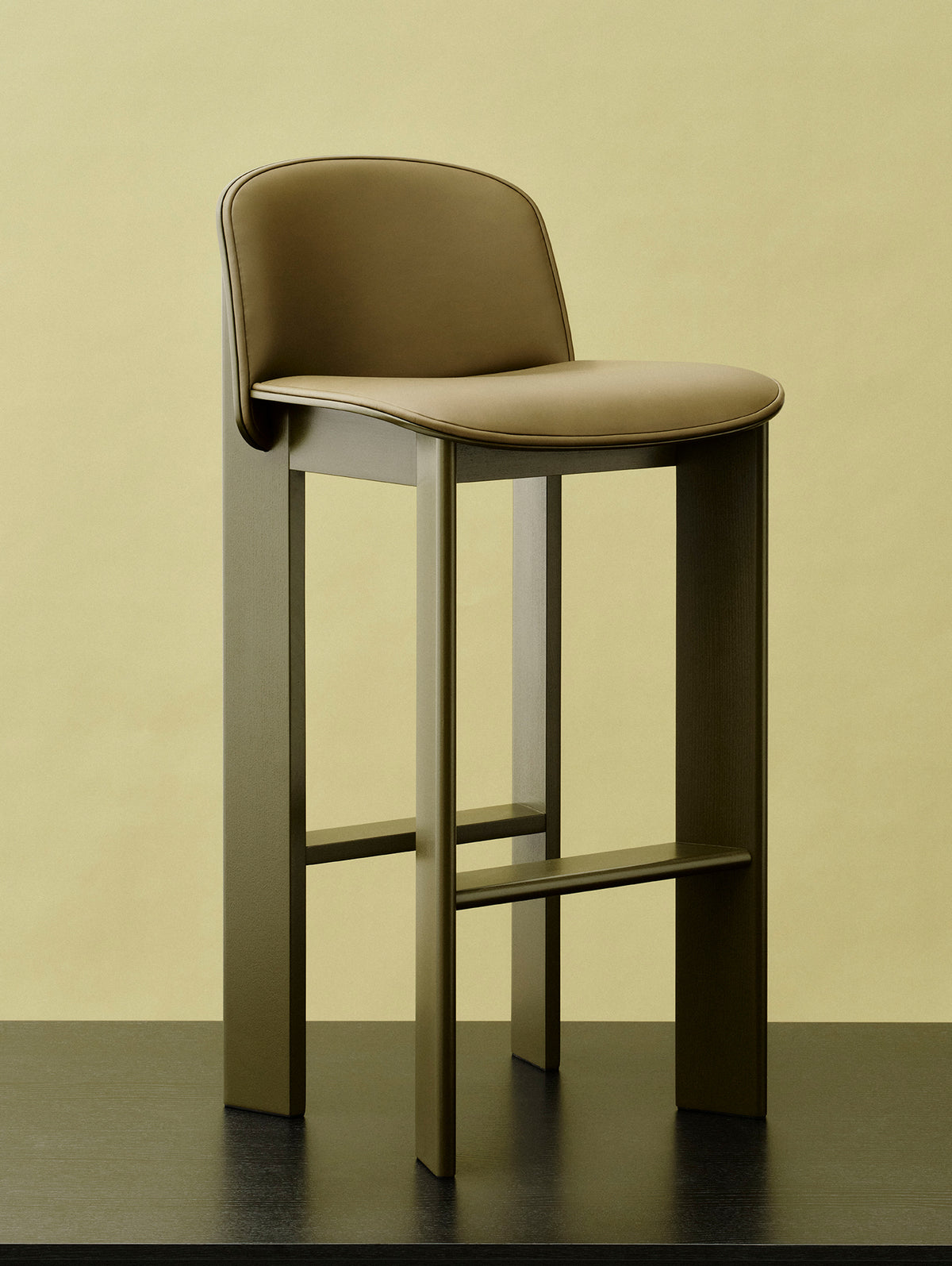 Chisel 35 Bar Stool - Front Upholstery by HAY - Sense Forest Leather