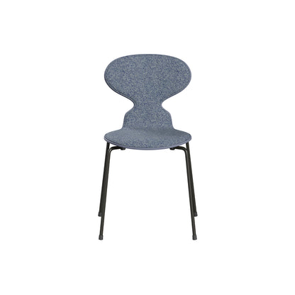 Ant Chair Front Upholstered - 4 Legs by Fritz Hansen - Brown Bronze Powder-Coated Steel / Lavender Blue Lacquered Shell / Vanir 733