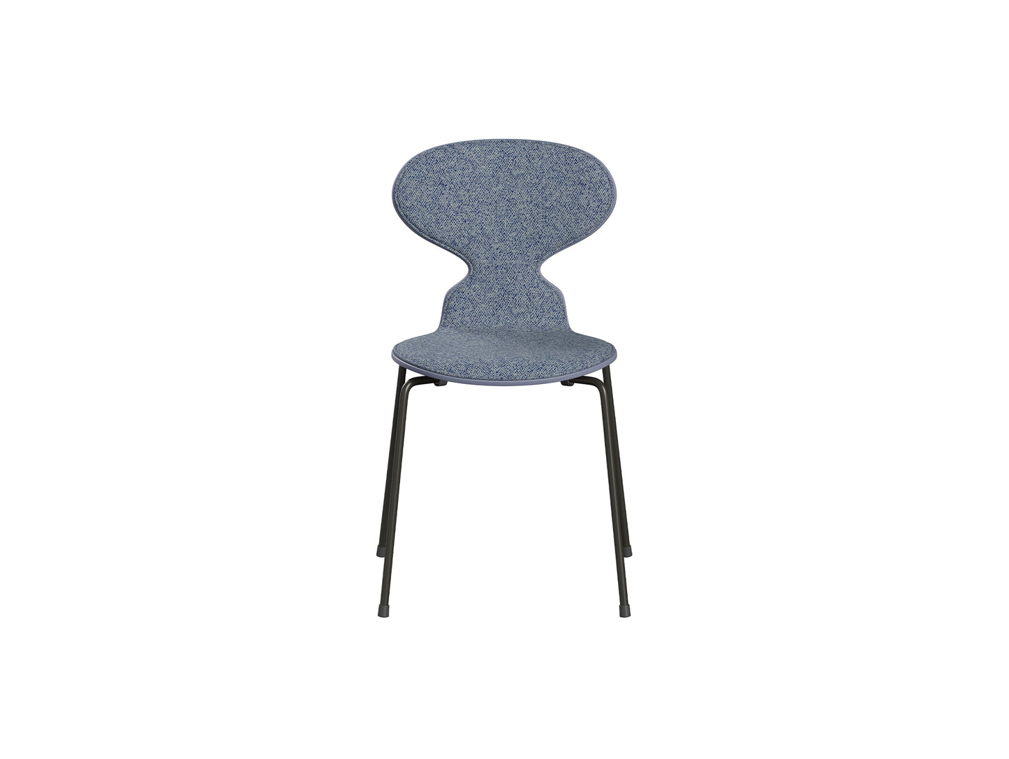 Ant Chair Front Upholstered - 4 Legs by Fritz Hansen - Brown Bronze Powder-Coated Steel / Lavender Blue Lacquered Shell / Vanir 733