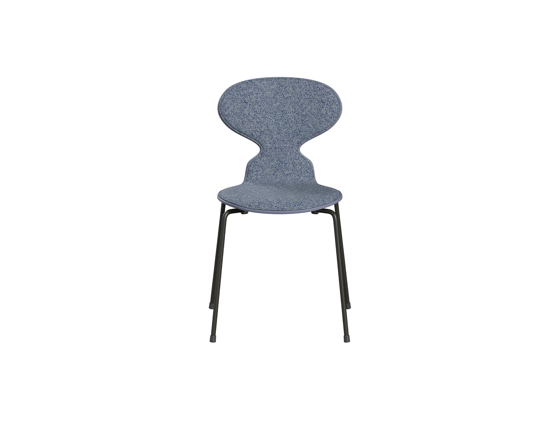 Ant Chair Front Upholstered - 4 Legs by Fritz Hansen - Brown Bronze Powder-Coated Steel / Lavender Blue Lacquered Shell / Vanir 733
