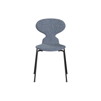 Ant Chair Front Upholstered - 4 Legs by Fritz Hansen - Black Powder-Coated Steel / Lavender Blue Lacquered Shell / Vanir 733