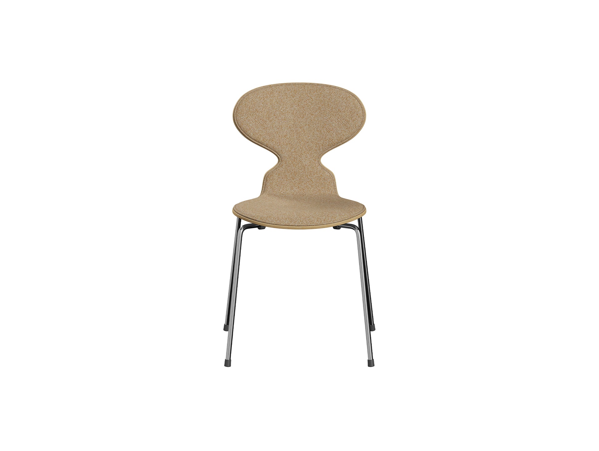Ant Chair Front Upholstered - 4 Legs by Fritz Hansen - Chromed Steel / Oak Veneer Shell / Vanir 413