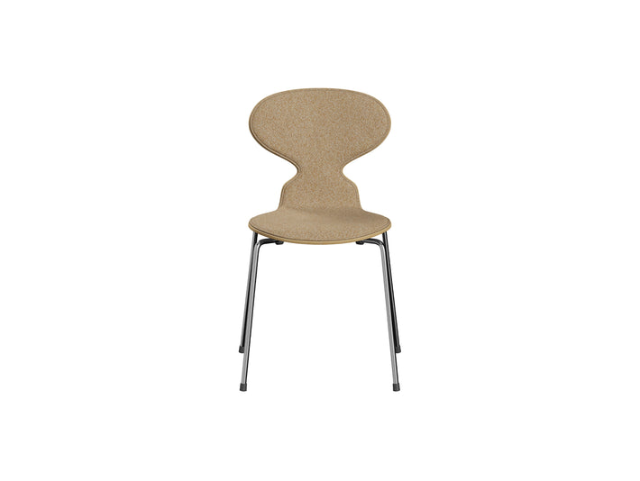 Ant Chair Front Upholstered - 4 Legs by Fritz Hansen - Chromed Steel / Oak Veneer Shell / Vanir 413