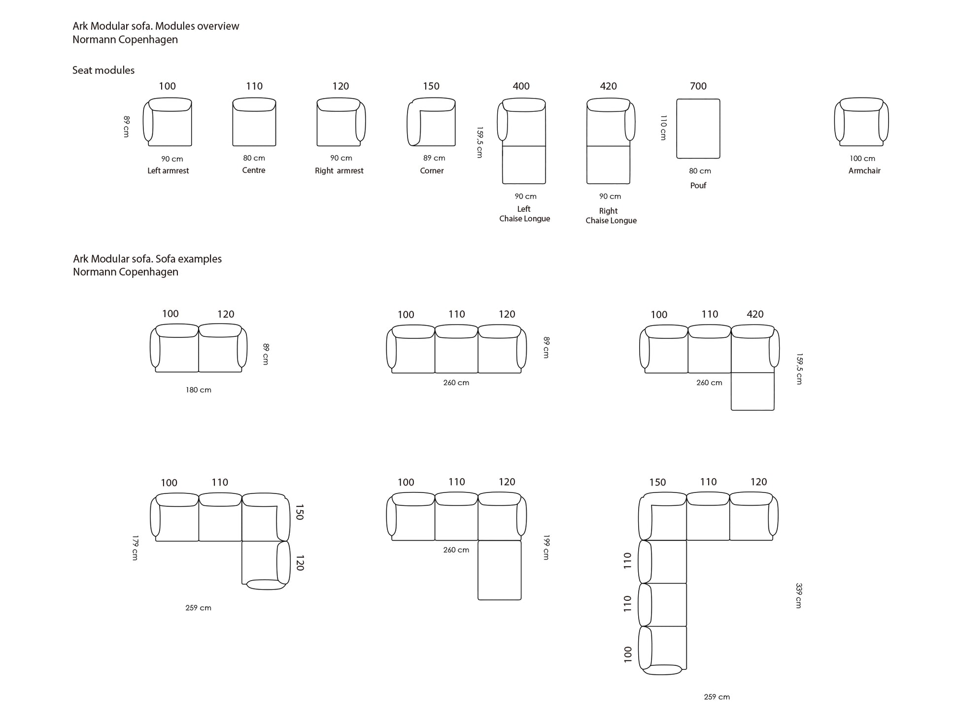 Ark Modular Sofa - Individual Modules by Normann Copenhagen