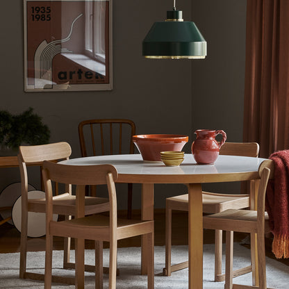 Aalto Table Round 91 by Artek -White HPL Top / Natural Lacquered Birch Legs