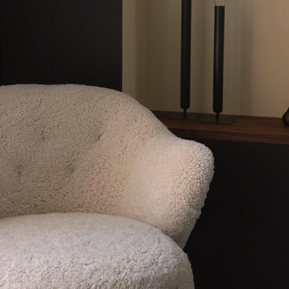 Ingeborg Lounge Chair and Ottoman / Sheepskin Moonlight / Dark Stained Oak / Ex-Display