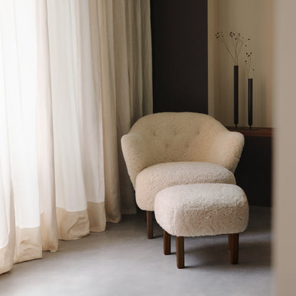 Ingeborg Lounge Chair and Ottoman / Sheepskin Moonlight / Dark Stained Oak / Ex-Display