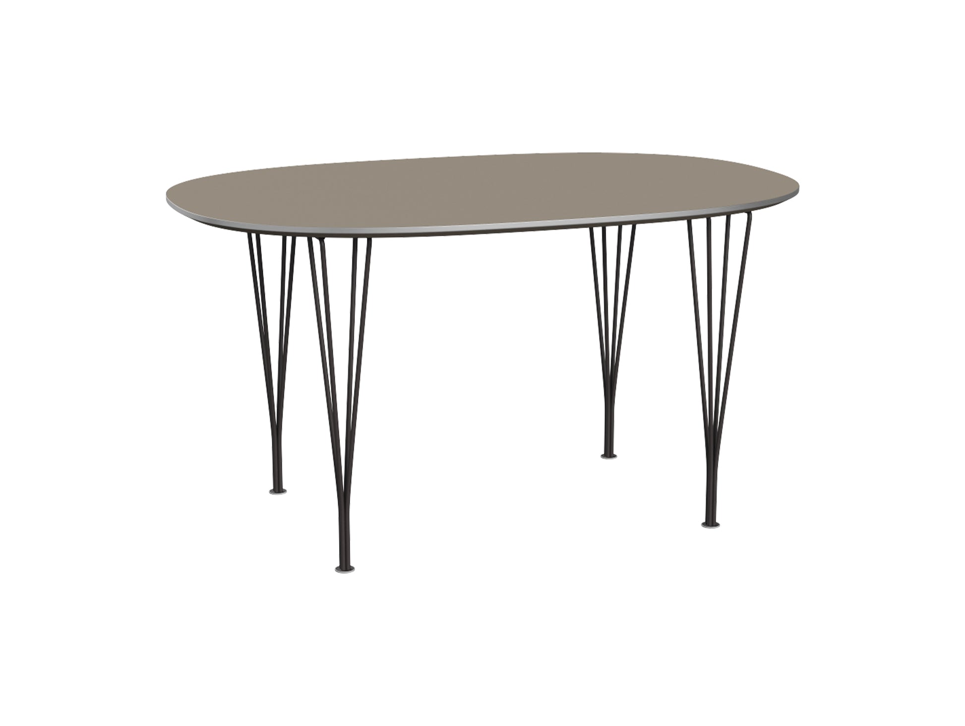 Superellipse Dining Table by Fritz Hansen - B611 / Brown Ottawa Laminate Tabletop / Warm Graphite Steel Base