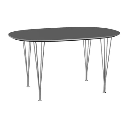 Superellipse Dining Table by Fritz Hansen - B611 / Grey Bromo Laminate Tabletop / Chromed Steel Base