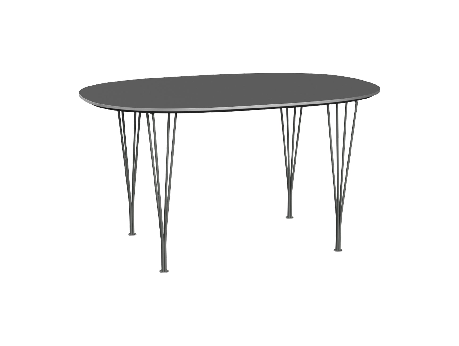 Superellipse Dining Table by Fritz Hansen - B611 / Grey Bromo Laminate Tabletop / Silver Grey Steel Base