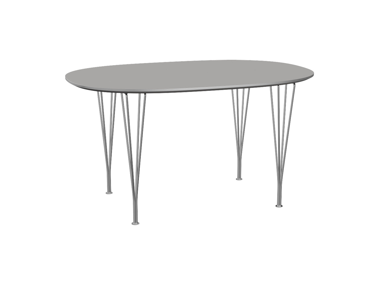 Superellipse Dining Table by Fritz Hansen - B611 / Grey Efeso Laminate Tabletop / Chromed Steel Base