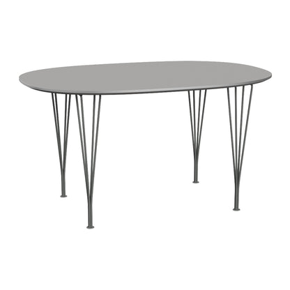 Superellipse Dining Table by Fritz Hansen - B611 / Grey Efeso Laminate Tabletop / Silver Grey Steel Base