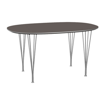 Superellipse Dining Table by Fritz Hansen - B611 / Grey Laminate Tabletop / Chromed Steel Base