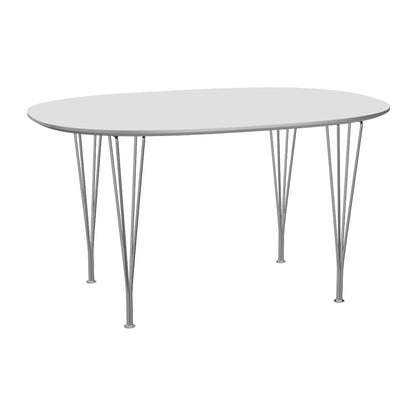 Superellipse Dining Table by Fritz Hansen - B611 / White Laminate Tabletop / Chromed Steel Base