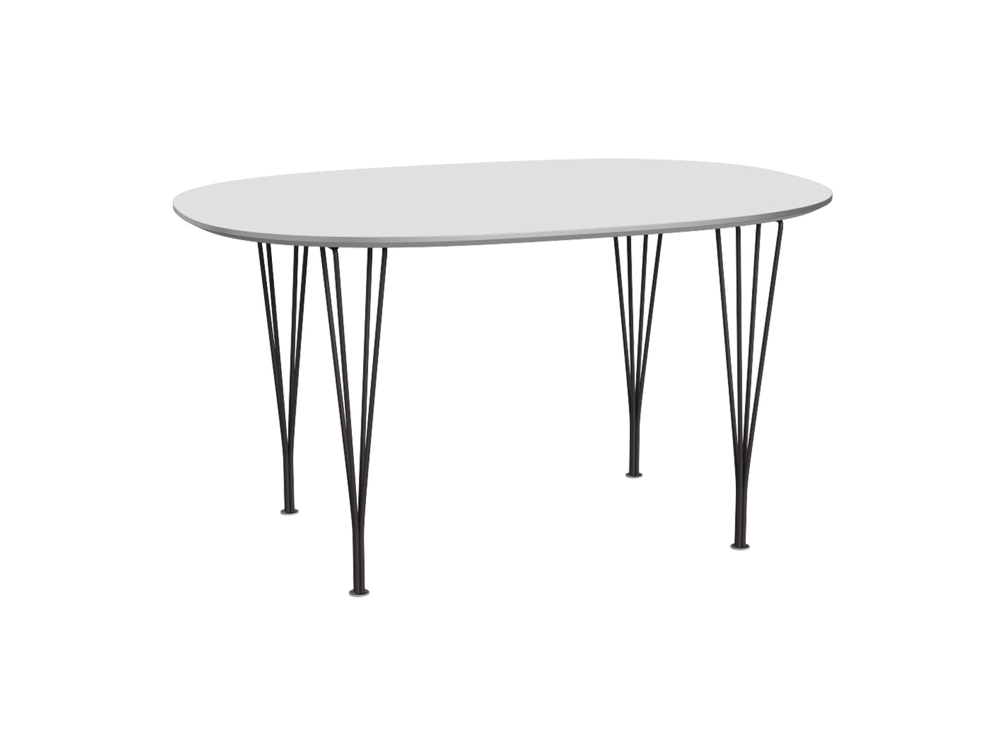 Superellipse Dining Table by Fritz Hansen - B613 / White Laminate Tabletop / Warm Graphite Steel Base