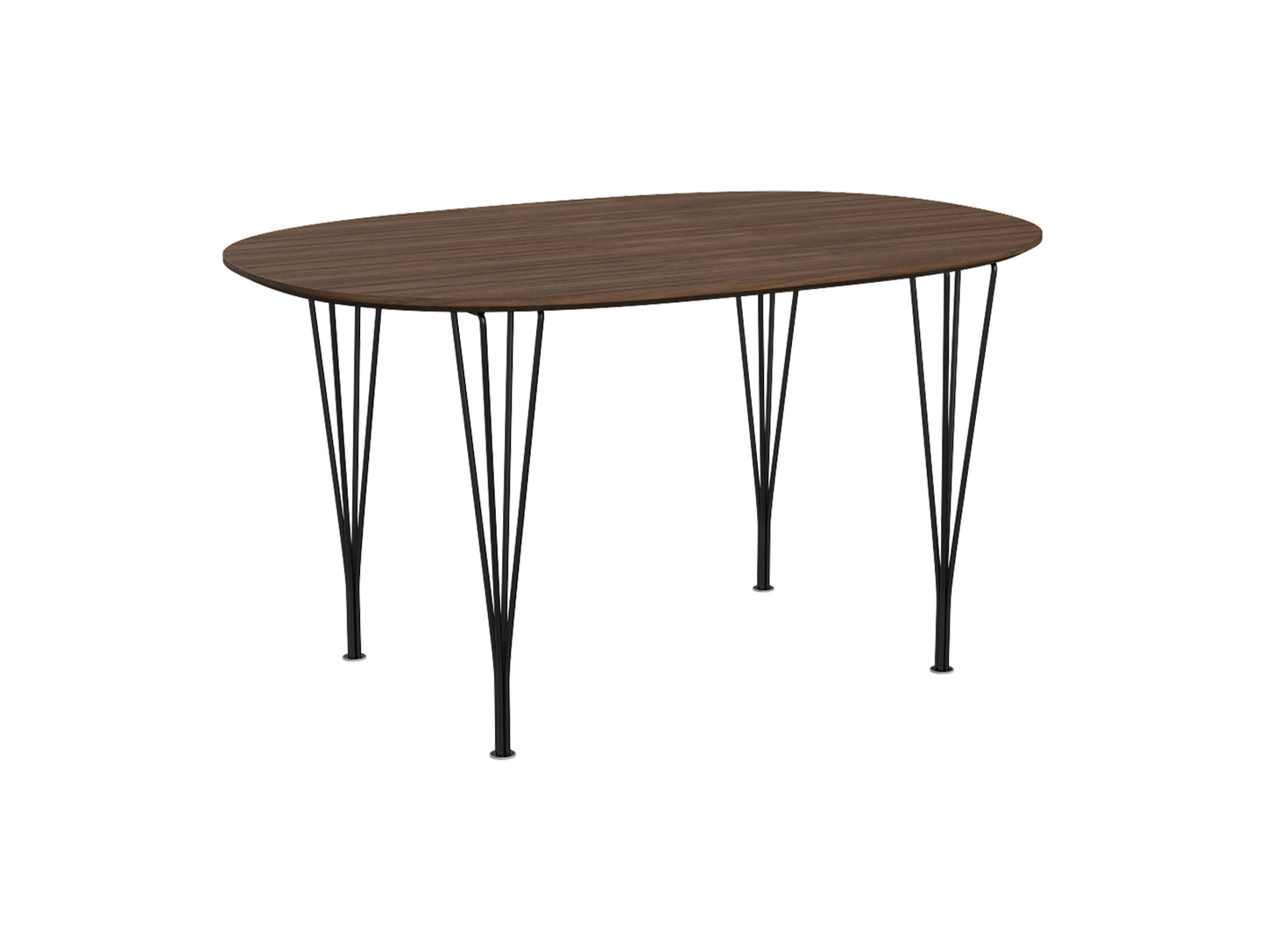 Superellipse Dining Table by Fritz Hansen - B611 / Lacquered Walnut Veneer Tabletop / Black Steel Base