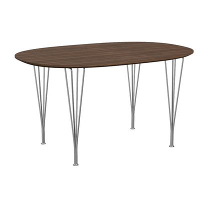 Superellipse Dining Table by Fritz Hansen - B611 / Lacquered Walnut Veneer Tabletop / Chromed Steel Base