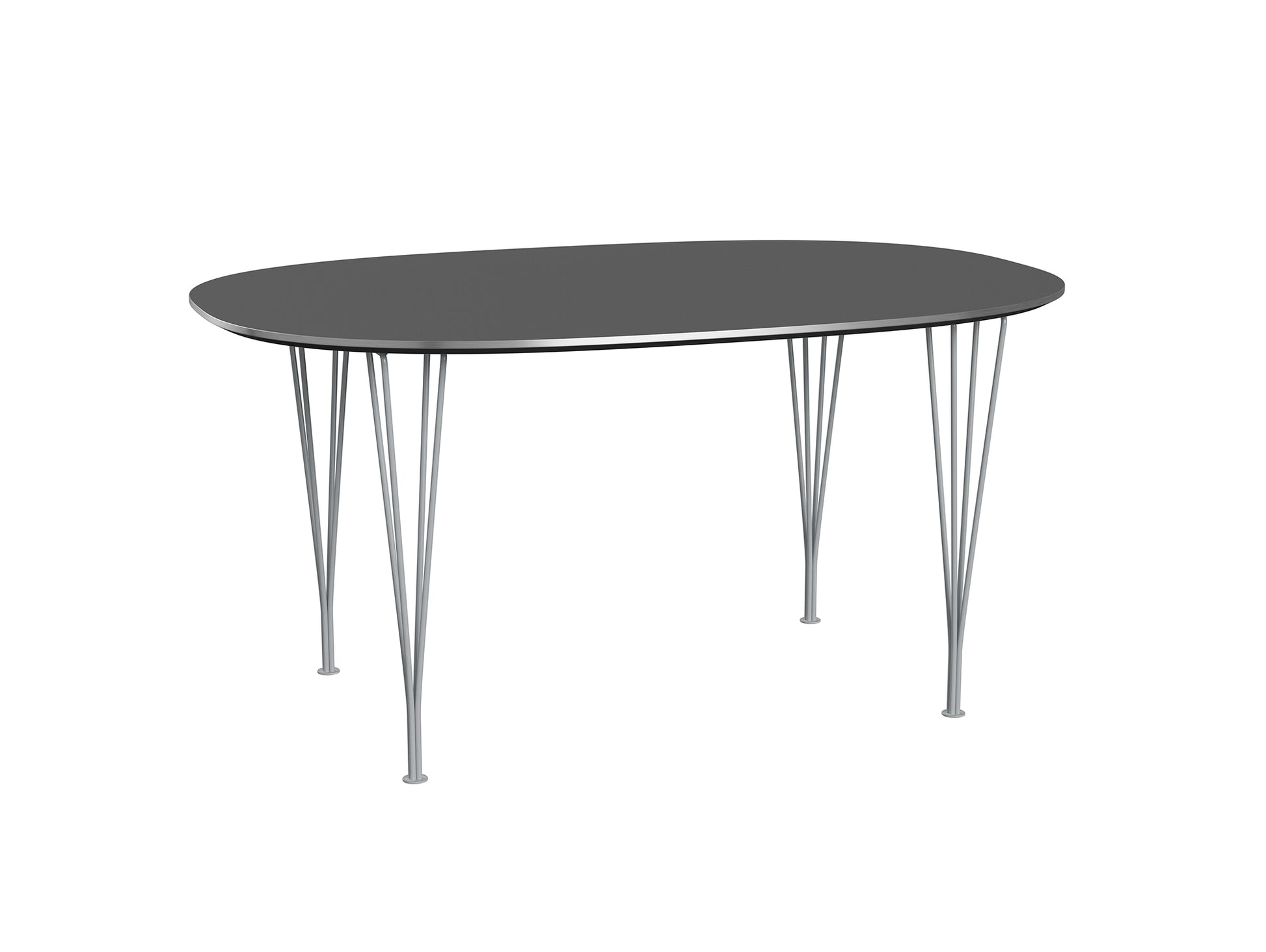 Superellipse Dining Table by Fritz Hansen - B612 / Grey Bromo Laminate Tabletop / Silver Grey Steel Base