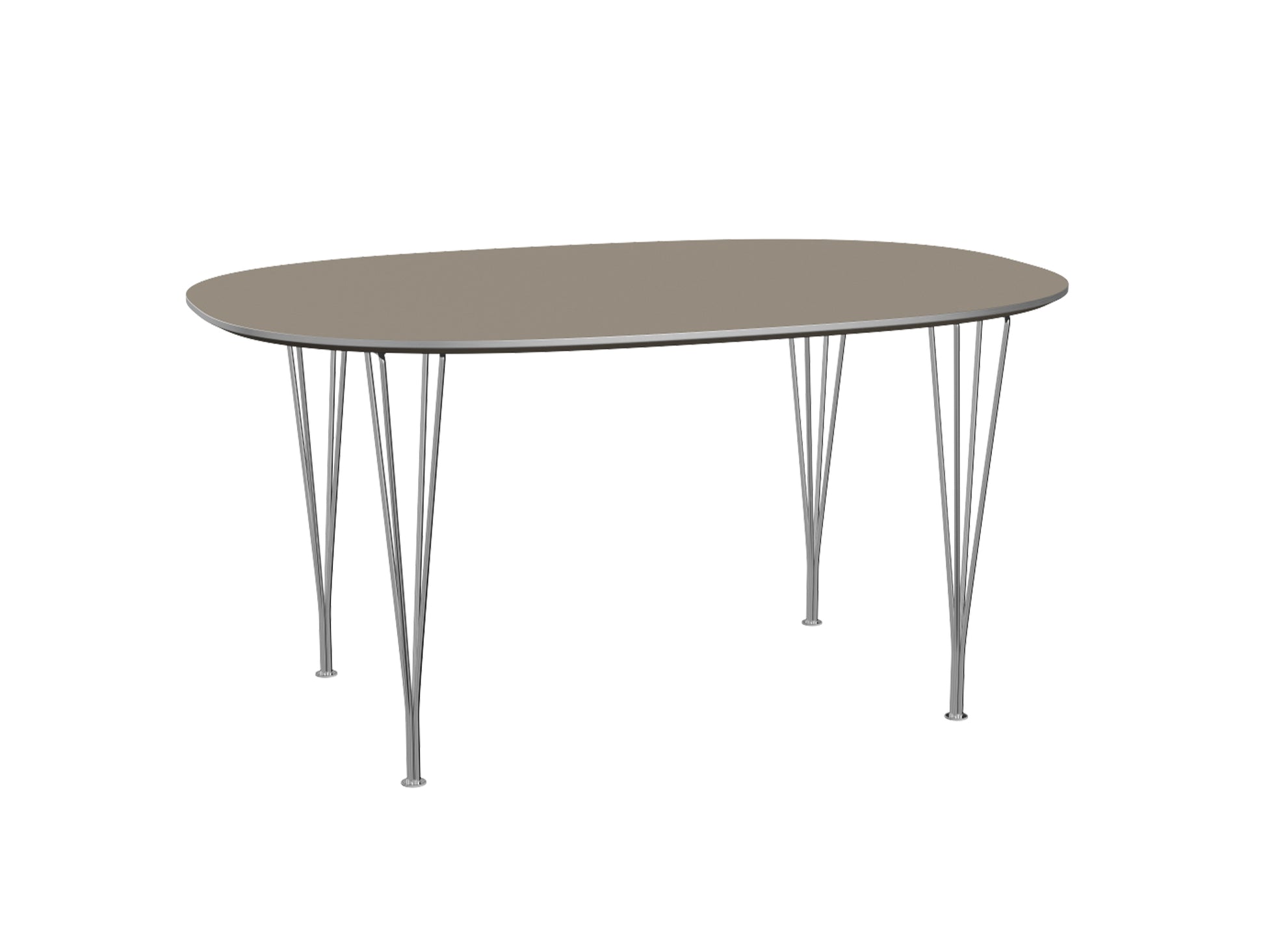 Superellipse Dining Table by Fritz Hansen - B612 / Brown Ottawa Laminate Tabletop / Chromed Steel Base