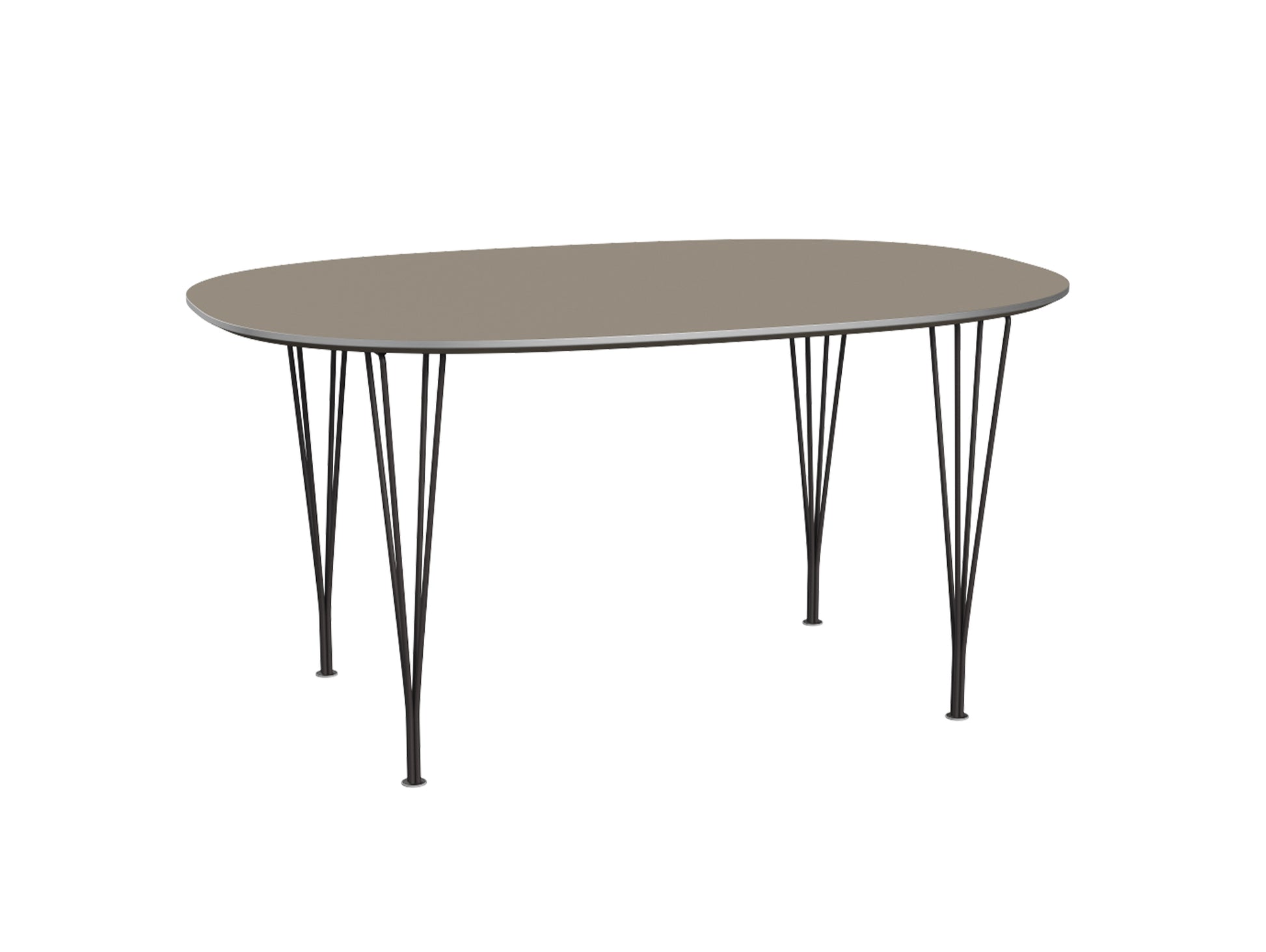 Superellipse Dining Table by Fritz Hansen - B612 / Brown Ottawa Laminate Tabletop / Warm Graphite Steel Base