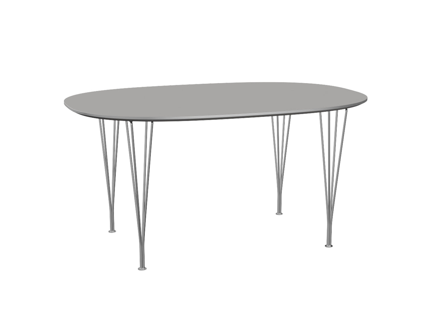 Superellipse Dining Table by Fritz Hansen - B612 / Grey Efeso Laminate Tabletop / Chromed Steel Base