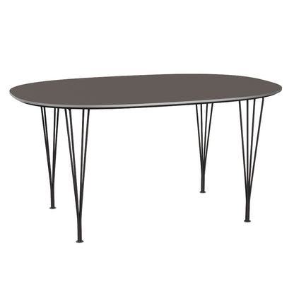 Superellipse Dining Table by Fritz Hansen - B612 / Grey Laminate Tabletop / Warm Graphite Steel Base