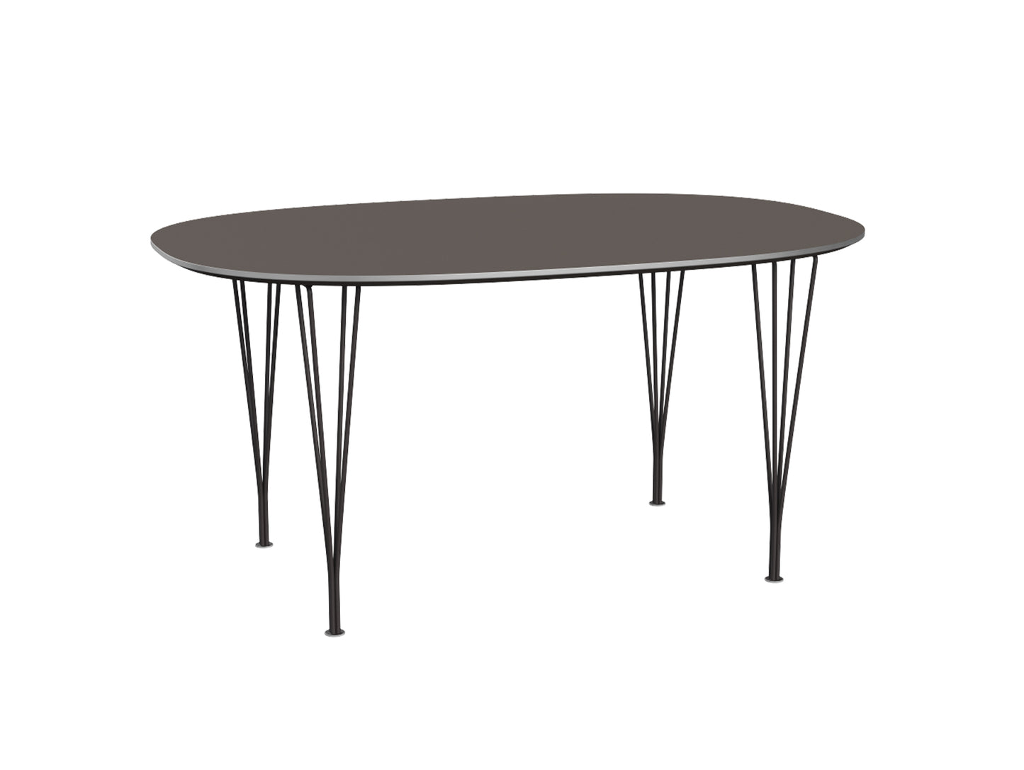 Superellipse Dining Table by Fritz Hansen - B612 / Grey Laminate Tabletop / Warm Graphite Steel Base