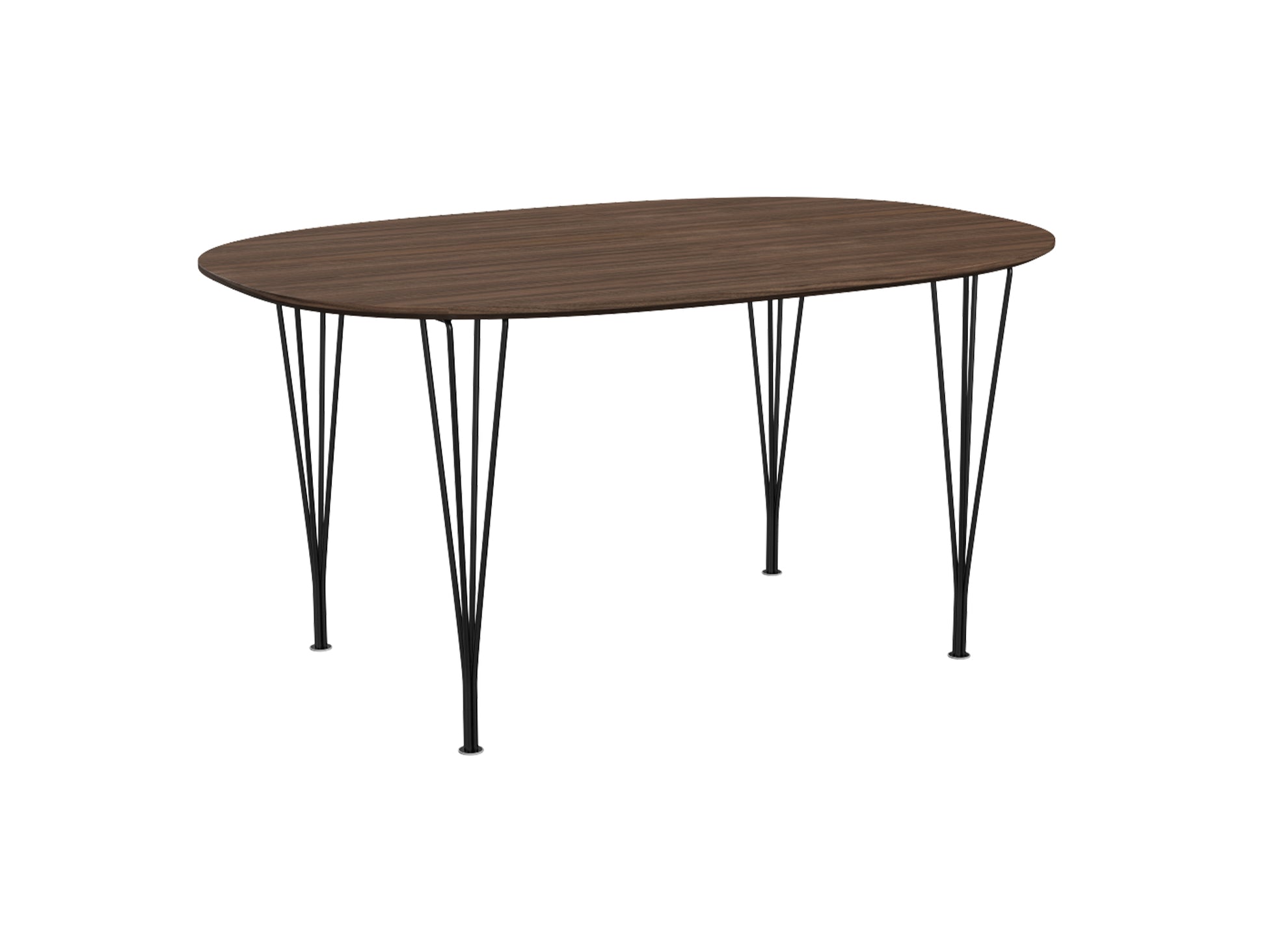 Superellipse Dining Table by Fritz Hansen - B612 / Lacquered Walnut Veneer Tabletop / Black Steel Base