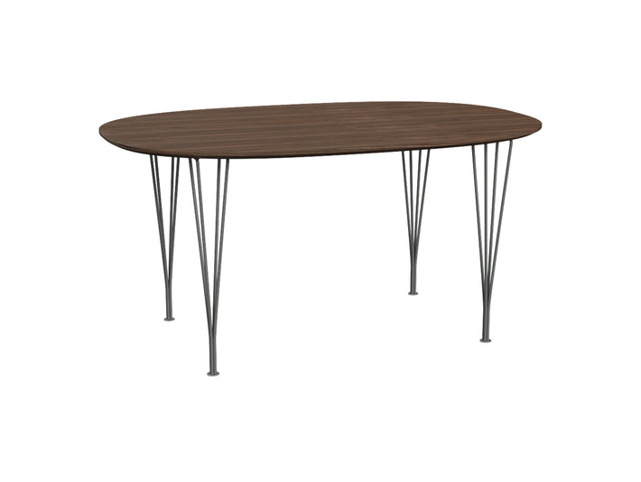 Superellipse Dining Table by Fritz Hansen - B612 / Lacquered Walnut Veneer Tabletop / Silver Grey Steel Base