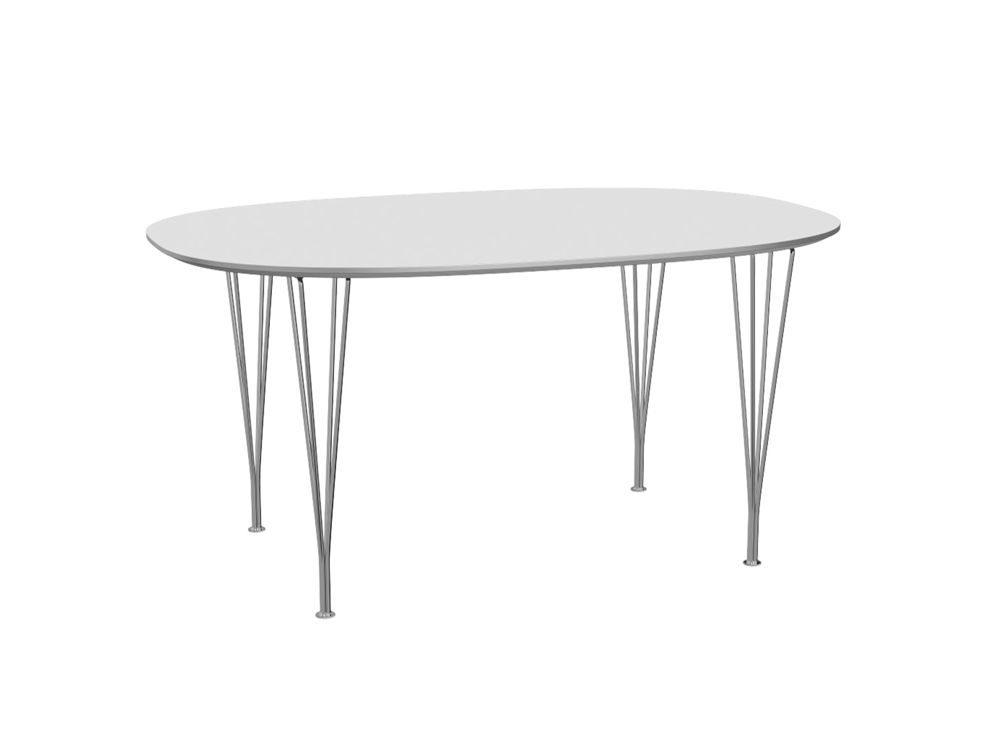 Superellipse Dining Table by Fritz Hansen - B612 / White Laminate Tabletop / Chromed Steel Base