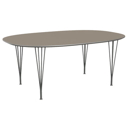 Superellipse Dining Table by Fritz Hansen - B613 / Brown Ottawa Laminate Tabletop / Silver Grey  Steel Base