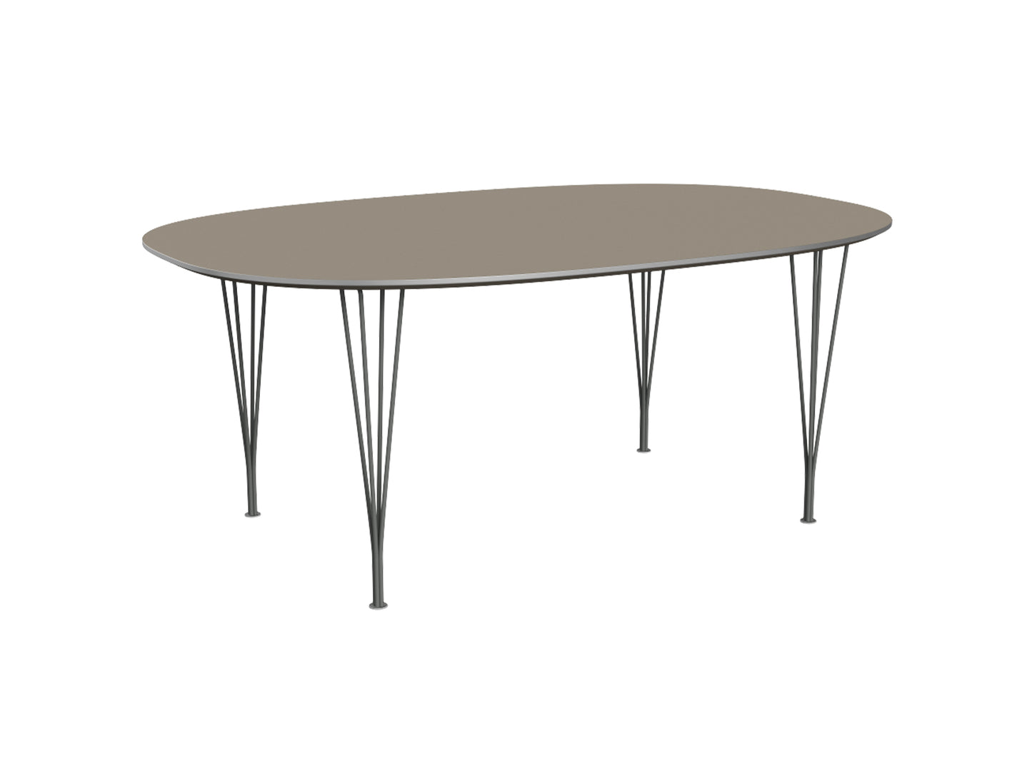 Superellipse Dining Table by Fritz Hansen - B613 / Brown Ottawa Laminate Tabletop / Silver Grey  Steel Base