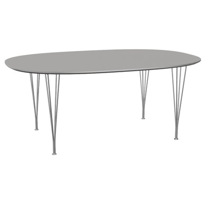 Superellipse Dining Table by Fritz Hansen - B613 / Grey Efeso Laminate Tabletop / Chromed Steel Base