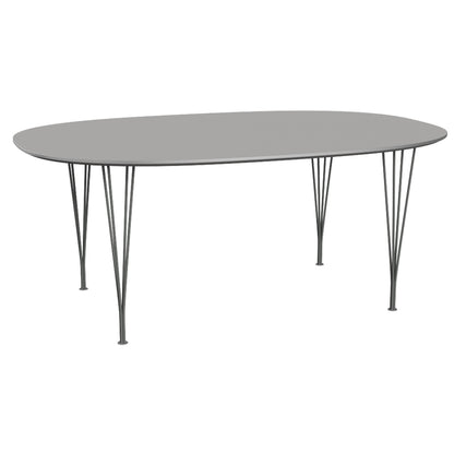 Superellipse Dining Table by Fritz Hansen - B613 / Grey Efeso Laminate Tabletop / Silver Grey Steel Base