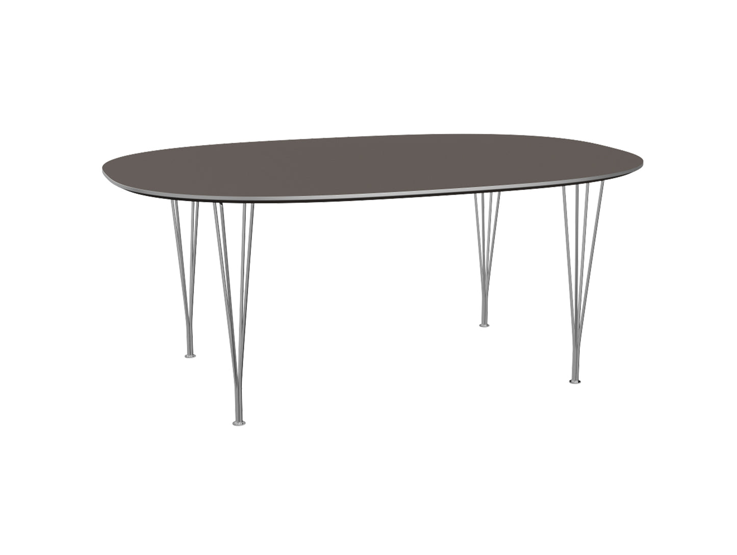 Superellipse Dining Table by Fritz Hansen - B613 / Grey Laminate Tabletop / Chromed Steel Base