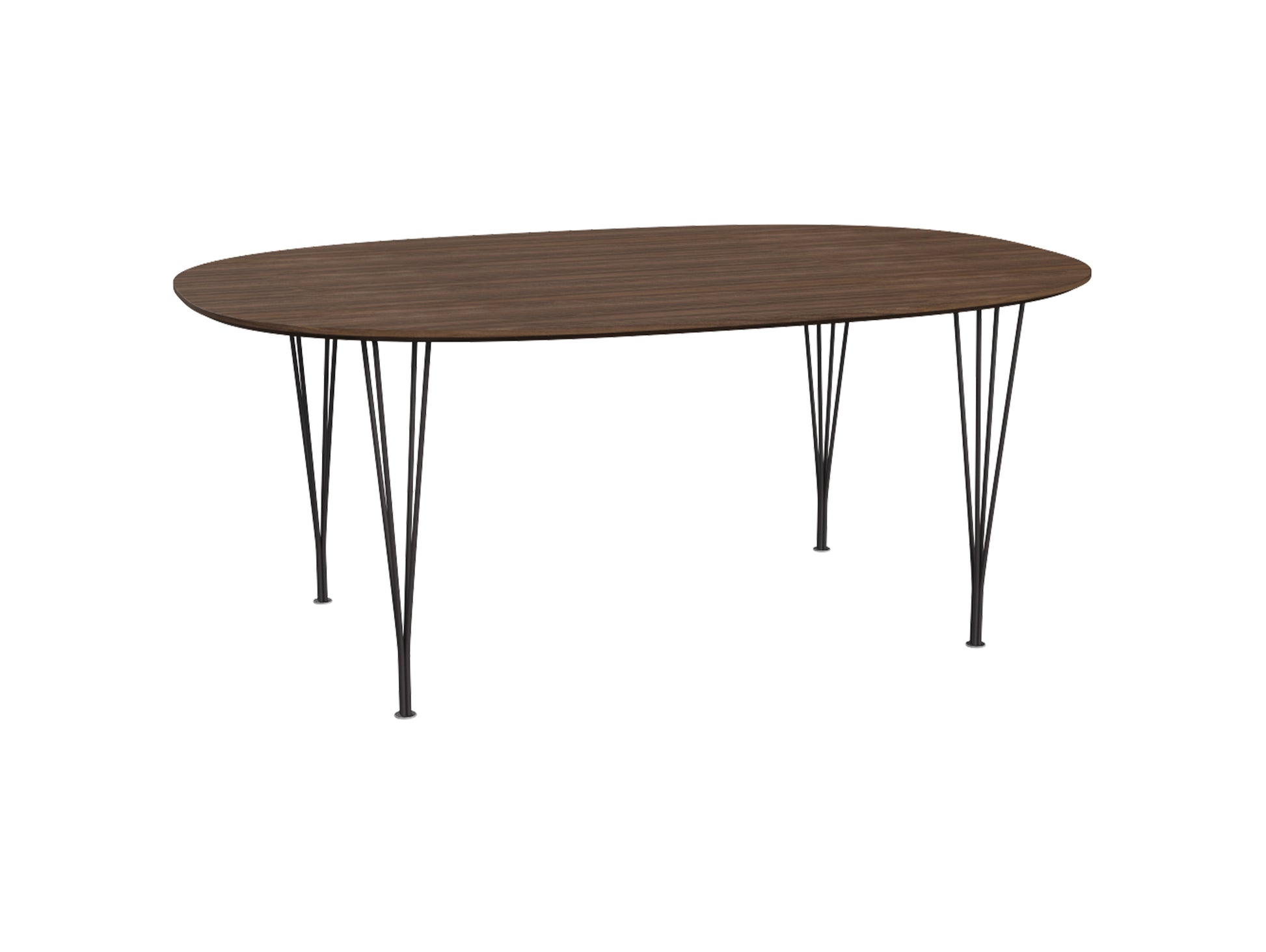 Superellipse Dining Table by Fritz Hansen - B613 / Lacquered Walnut Veneer Tabletop / Warm Graphite Steel Base