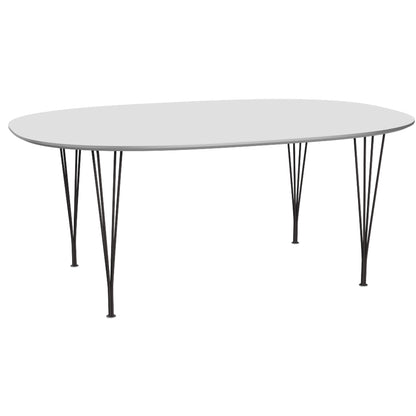 Superellipse Dining Table by Fritz Hansen - B613 / White Laminate Tabletop / Warm Graphite Steel Base