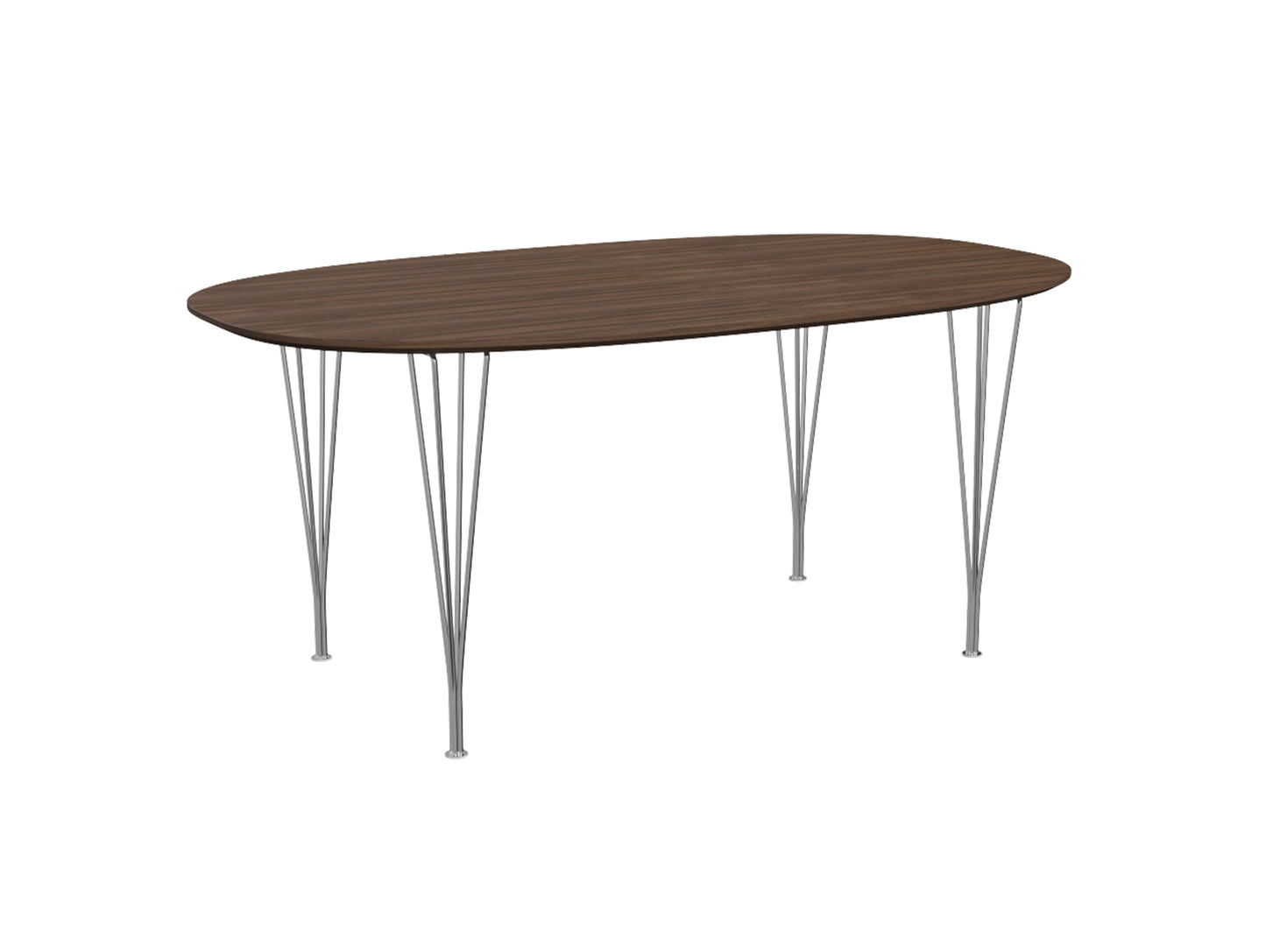 Superellipse Dining Table by Fritz Hansen - B616 / Lacquered Walnut Veneer Tabletop / Chromed Steel Base