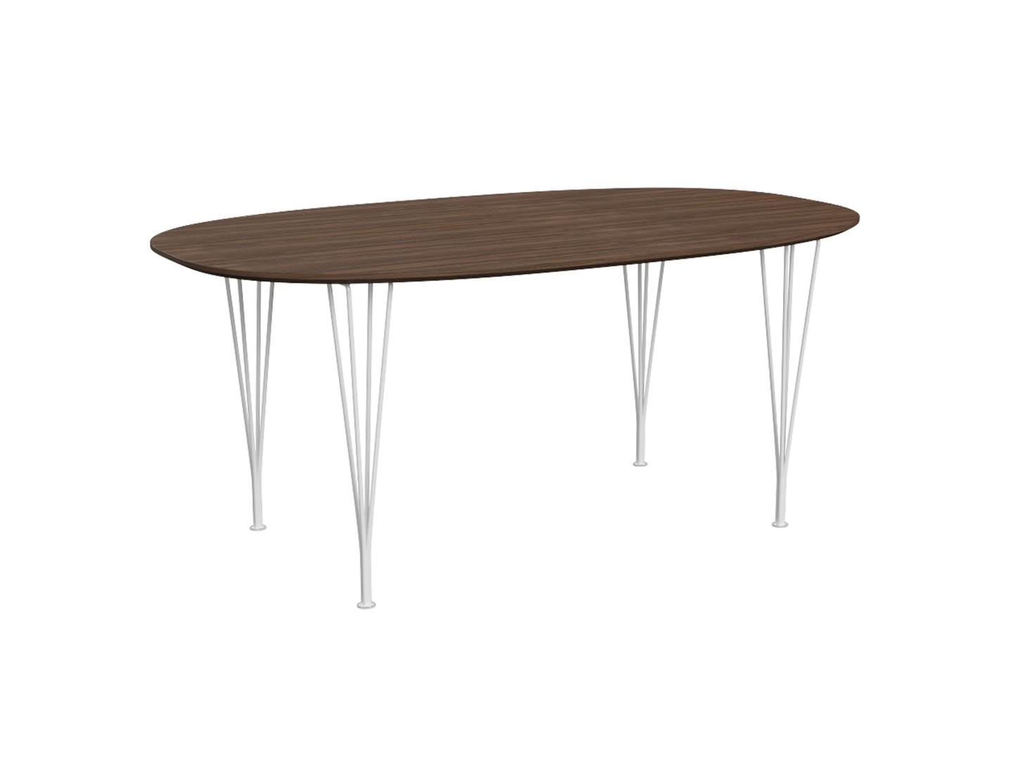 Superellipse Dining Table by Fritz Hansen - B616 / Lacquered Walnut Veneer Tabletop / White Steel Base