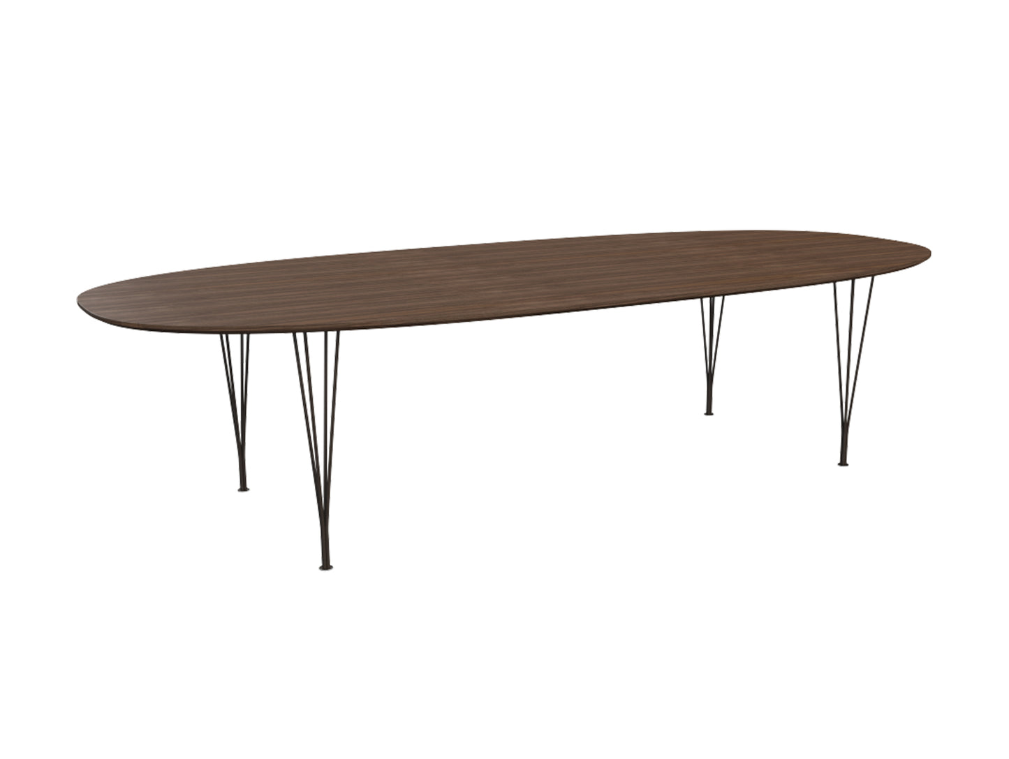 Superellipse Dining Table by Fritz Hansen - B617 / Lacquered Walnut Veneer Tabletop / Brown Bronze Steel Base