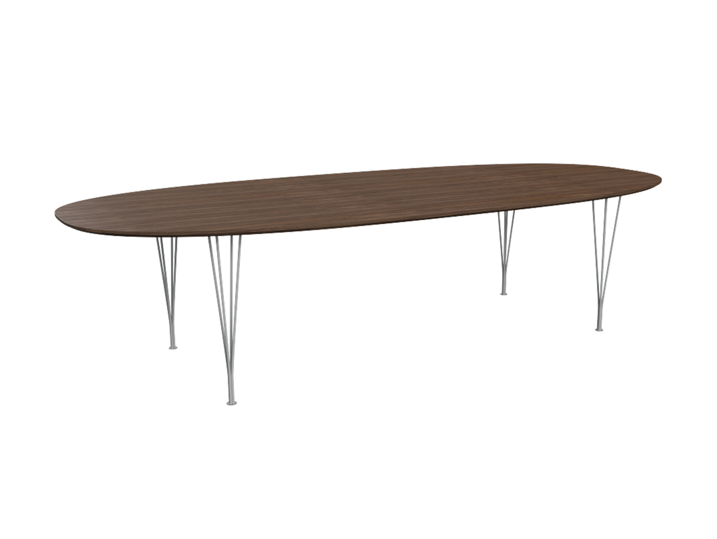 Superellipse Dining Table by Fritz Hansen - B617 / Lacquered Walnut Veneer Tabletop / Nine Grey Steel Base