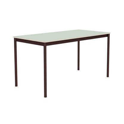 Base Table by Muuto - 140x70 / Light Green Laminate / Plywood Top with Brown Red Legs